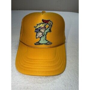 Vintage Otto Statue of Liberty USA Patriotic Trucker Hat Yellow Gold Snapback